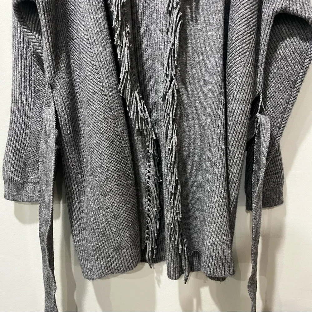 Splendid‎ Womens Gray Size Small Cora Fringe Wrap Jacket Cardigan Sweater Top